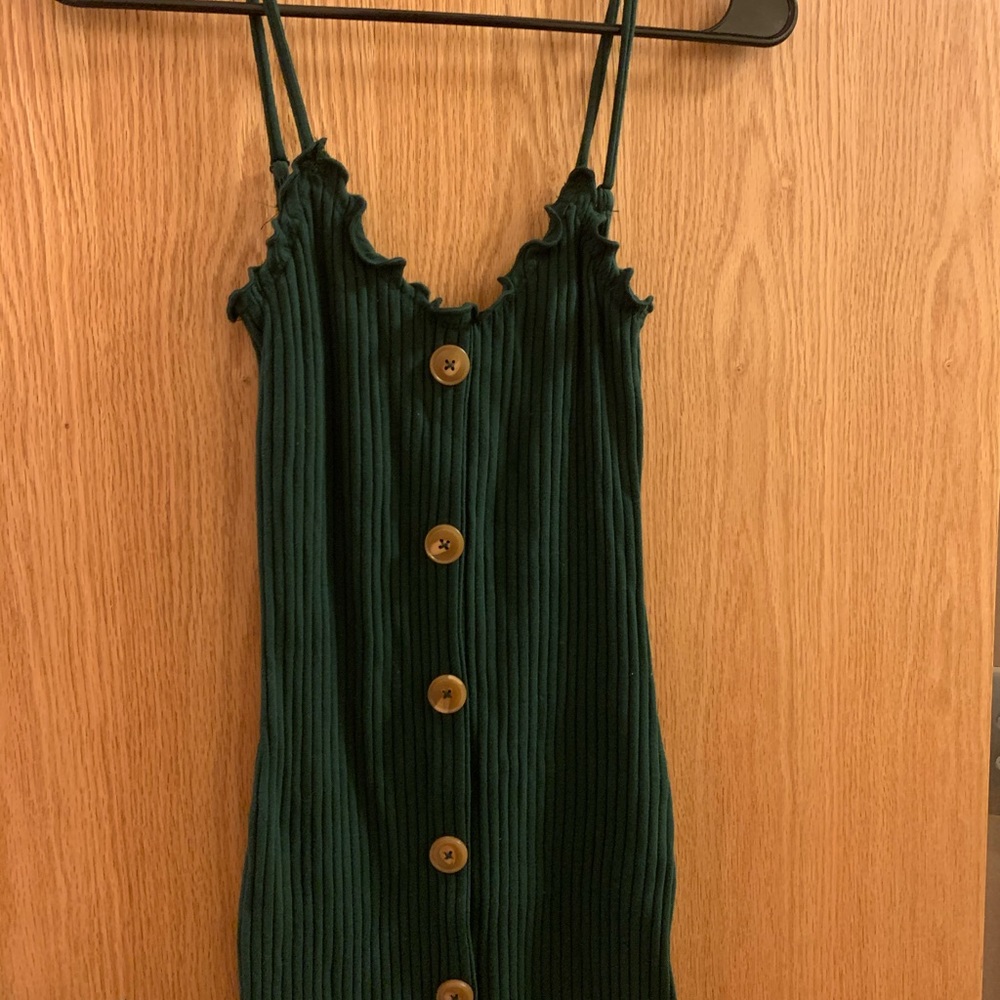 Emerald green button dress